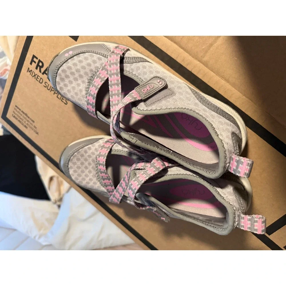 Ryka Kailee Womens Grey Pink Mary Jane Walking Shoes Athletic Sneakers 8M